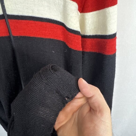 Vintage Wool Curling Sweater Bowie PALM Clover Brand Zip Canada Men’s M - Picture 7 of 7